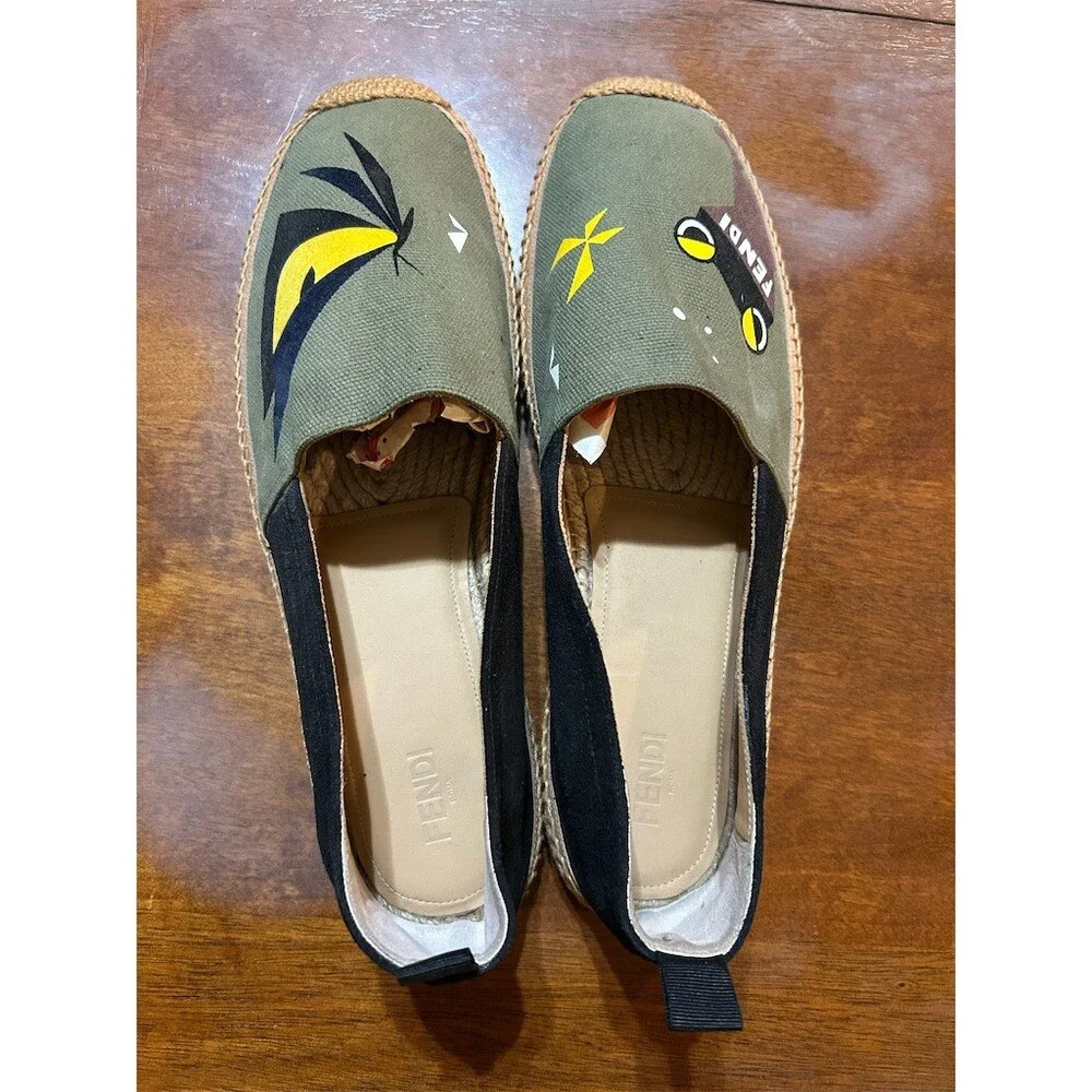 Fendi Bag Bugs Monster Eyes Men's Espadrille Slip-On Shoes Multicolor 10